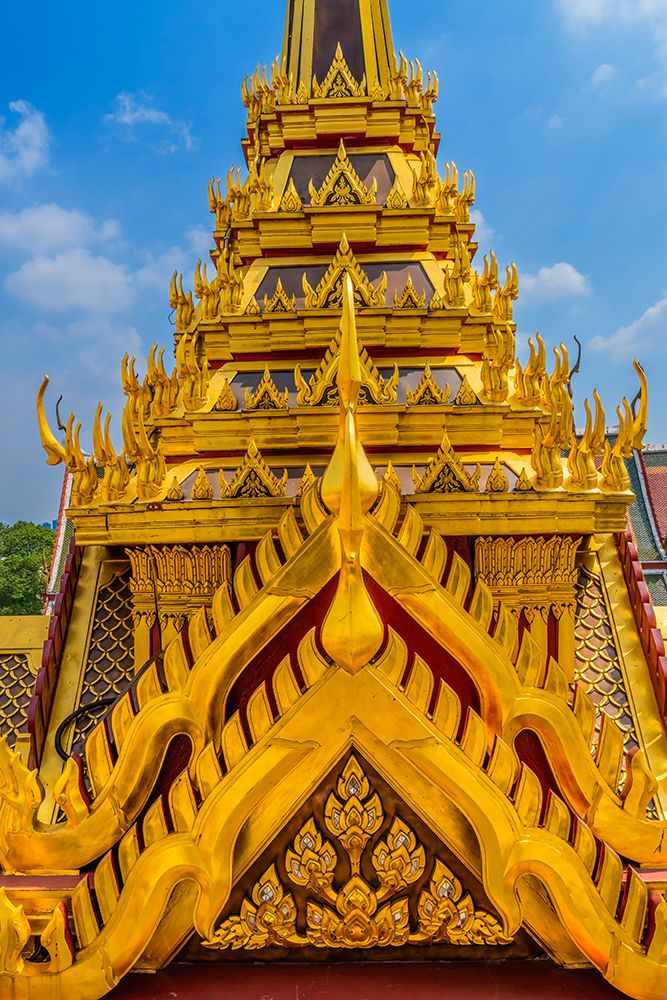 Ornate spire, Loha Prasat, Wat Ratchanatdaram, Worawihan, Bangkok, Thailand.